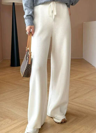 Bxoxo Autumn Casual Wide Leg Pants for Women High Waist Drawstring Soft Warm All Match Pants Korean Solid Simple Straight Trousers New Suli Store