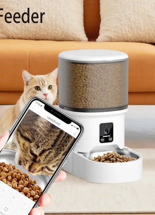 4L USB Smart Button WIFI APP Video Pet Feeder Automatic Cat Food Dispenser Bowl Dog Slow Food Feeder With Timed Camera Feeder Dropshipman