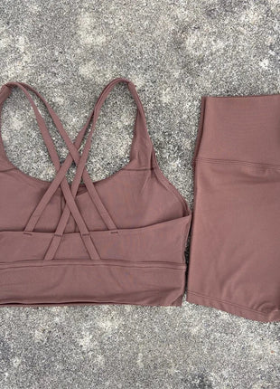 2 Piece Cross Back Bra Top High Waist Shor Shop1104290027 Store