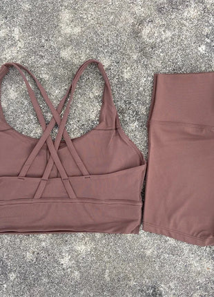 2 Piece Cross Back Bra Top High Waist Shor Shop1104290027 Store