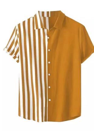 Stripe Men's Shirt Flower 3d Print Shirt Casual Short-sleeved Tops Beach Party Shirts Man Hawaiian Shirt Male Clothes Loose Super Shirt Store