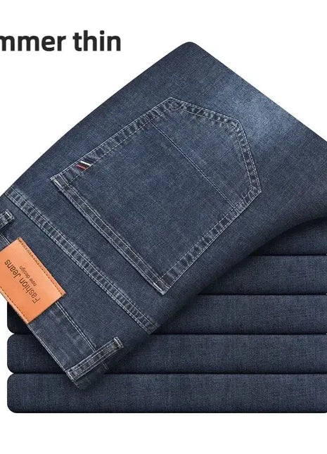 Wthinlee New Business Men's Jeans Casual Straight Stretch Fashion Classic Blue Black Work Denim Trousers Male Brand Clothing Men Clothes Store
