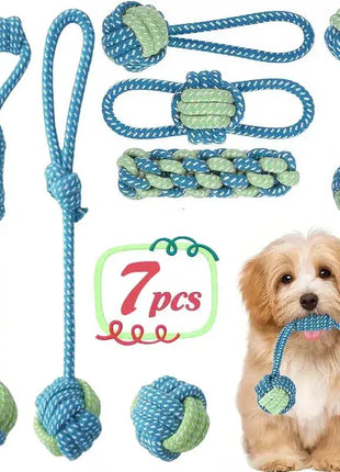 7pcs Dog Rope Chew Toys, Interactive Knot Toys Durable Training Set, Teething Puppies & Aggressive Chewers, Indoor/Outdoor Play Dropshipman