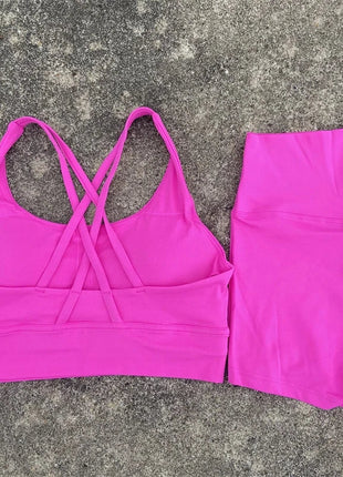 2 Piece Cross Back Bra Top High Waist Shor Shop1104290027 Store