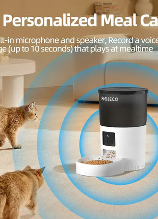 ROJECO Automatic Cat Feeder With Camera Video Cat Food Dispenser Pet Smart Voice Recorder Remote Control Auto Feeder For Cat Dog Dropshipman