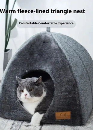 New Triangle Cat Nest Closed Cat House Pet Nest Warm and Thickened Deep Sleep Dog Nest Pet Supplies Closed Cat bed cat tents Dropshipman