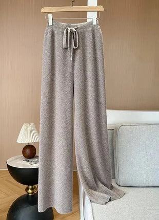 Bxoxo Autumn Casual Wide Leg Pants for Women High Waist Drawstring Soft Warm All Match Pants Korean Solid Simple Straight Trousers New Suli Store