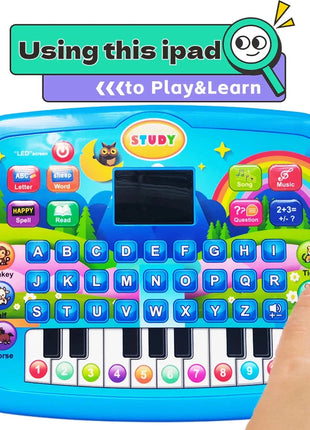 Kids’ Education Tablet Toy, Age 3+ Literacy Math Music Learning, Doubles as Electronic Keyboard, Birthday Christmas Gift TOYMAX Store