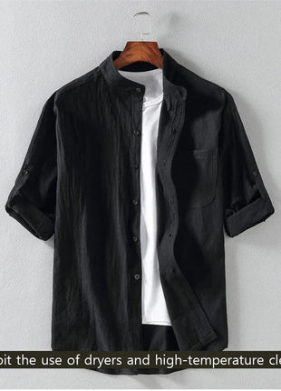 Men's Stand Collar Shirt – Mid-Length Sleeves Lincici Store