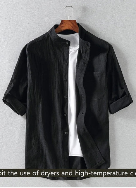 Men's Stand Collar Shirt – Mid-Length Sleeves Lincici Store