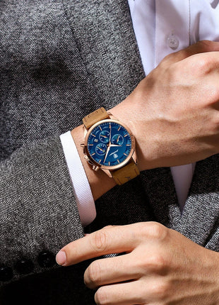 POEDAGAR Men Quartz Watch Luxury Sports Waterproof Chronograph Luminous Date Man Wristwatch Business Leather Men's Watches Clock Stone's Store