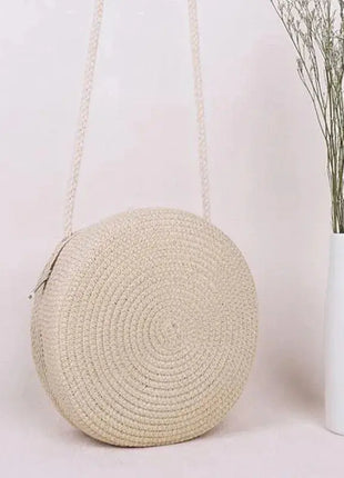 Minimalist Straw Bag Round Crossbody Purse Women Shoulder Vocation Style Handbag Yogodlns Official Store