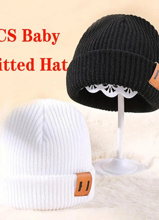 3 Pcs Boys Knit Leather Patch Beanie Hat Stone's Store