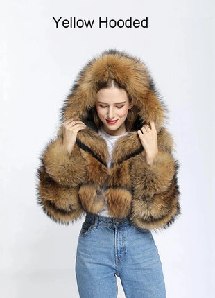 ZADORIN High Quality Cropped Faux Raccoon Fur Coat Women Winter ZADORIN Factory Store
