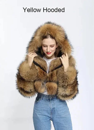 ZADORIN High Quality Cropped Faux Raccoon Fur Coat Women Winter ZADORIN Factory Store