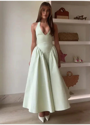 Fashion Solid Long Denim Vestidos Women Sleeveless OffShoulder Lace Up Backless Square Neck Jeans Dresses 2025 Chic Street Wear PfotenSpaß