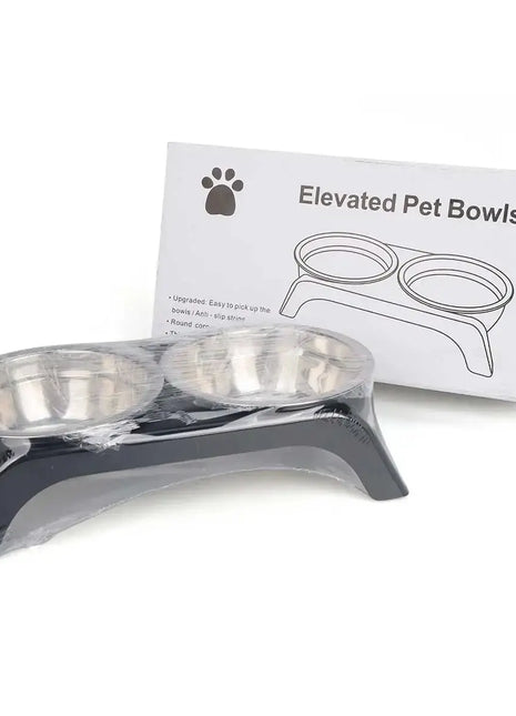 Elevated Pet Bowl with Two Stainless Steel Bowls—Perfect for Small and Medium-Sized Dogs and Cats Dropshipman