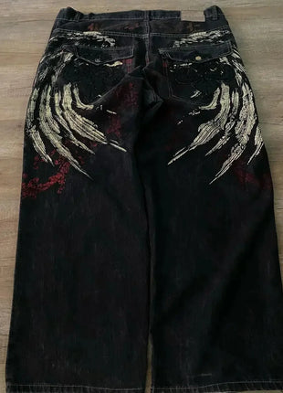 New Harajuku Hip Hop Cartoon Y2K Big Boy Jeans Women Graphic Embroidery Baggy Jeans Pants High Waist Wide Leg Trouser Streetwear Y2K Tops 1 Clothing Store