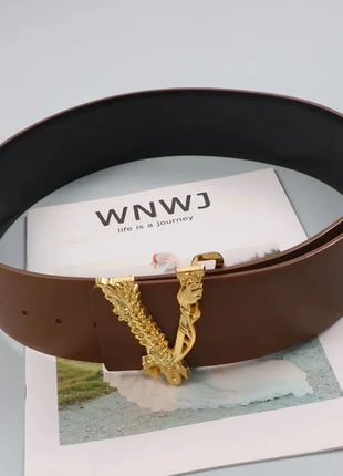 Wide V-Shaped Gold Waist Belt – Chic & Versatile Fashion Accessory™ Romance Jewelry Store