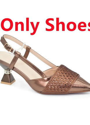 New Design Nigerian Wedding Matching Shoe and Bag Decorated with Rhinestone Wedding Shoes and Bags Set for Women Italian 2025 Italian trend store