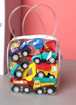 6/12Pcs Mini Inertial Pull Back Engineering Car Set Child Kids Cartoon Toys Birthday Gift Action Time Store