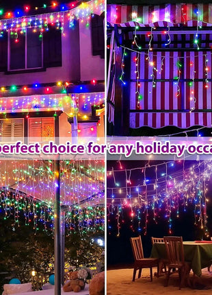 NEW 162/96LED Solar Icicle Outdoor Christmas Lights 8 Modes Waterproof Fairy Lights for Home Party Halloween Holiday Decoration OSIDEN Lighting Store