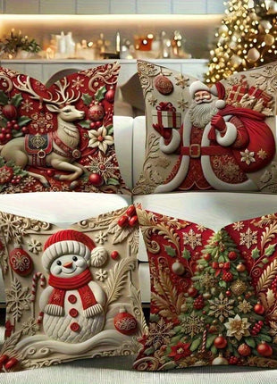 1pcs 2D Christmas Pillow Cover Xmas Party Decoration 2025 Xmas Holiday Santa Claus Pillow Cover Navidad Natal New Year Gift 2026