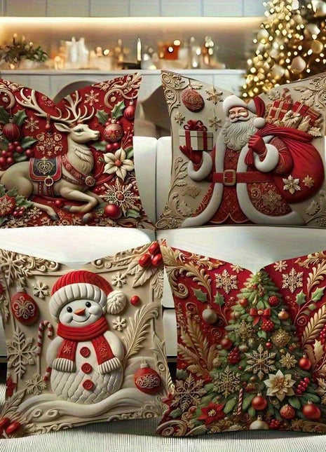1pcs 2D Christmas Pillow Cover Xmas Party Decoration 2025 Xmas Holiday Santa Claus Pillow Cover Navidad Natal New Year Gift 2026