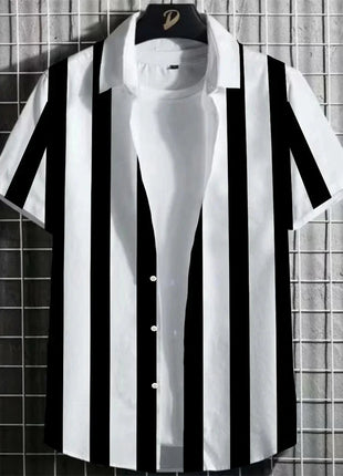 Stripe Men's Shirt Flower 3d Print Shirt Casual Short-sleeved Tops Beach Party Shirts Man Hawaiian Shirt Male Clothes Loose Super Shirt Store