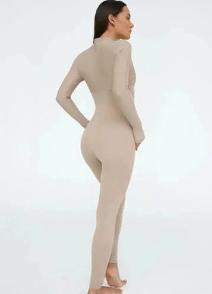 Sexy Elegant Women’s Zip-up O-neck Long Sleeve Jumpsuit – Streetwear Autumn Overalls, Fitness Sports Bodysuit for Women FDYOUI Official Store