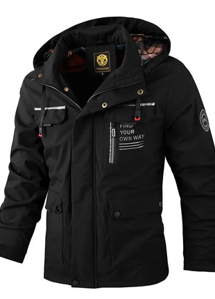 Men's Casual Hooded Jacket Parka Autumn And Winter Warm Solid Color Windproof Coat Outdoor Clothes With Multiple Pockets Wowotelong Store