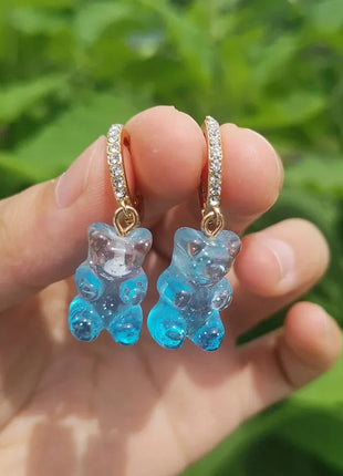 Cartoon Bear Pendant Zircon Earrings Niche Design All-Match Earrings Graceful and Fashionable Wholesale and Retail Shop1100214136 Store