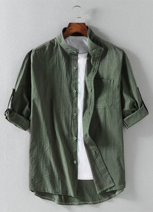 Men's Stand Collar Shirt – Mid-Length Sleeves Lincici Store