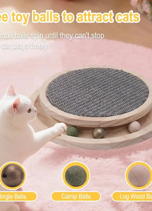 Cat Scratcher Cat Natural Sisal Scratching Pad Kitten Interactive Toy with Ball Track Ball for Chasing Hunting Mental Physical Dropshipman
