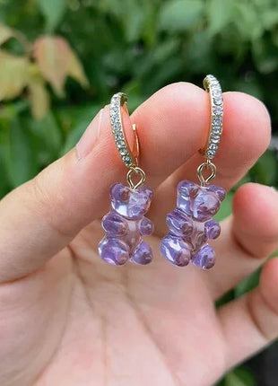 Cartoon Bear Pendant Zircon Earrings Niche Design All-Match Earrings Graceful and Fashionable Wholesale and Retail Shop1100214136 Store