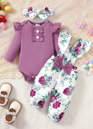 2 Pcs Red Long Sleeves Bodysuit And Floral Printed Pant Set Shop1103811041 Store