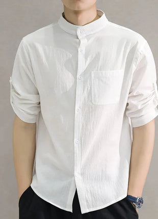 Men's Stand Collar Shirt – Mid-Length Sleeves Lincici Store