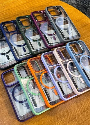 Luxury Magnetic Shockproof Phone Case For iPhone 16 17 15 14 13 12 11 Pro Max Funda For Magsafe Stand Glass Lens Protector Cover TAOYUNXI 3C Products Store