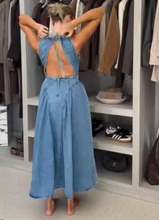 Fashion Solid Long Denim Vestidos Women Sleeveless OffShoulder Lace Up Backless Square Neck Jeans Dresses 2025 Chic Street Wear PfotenSpaß