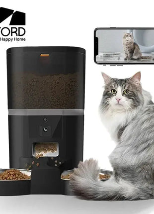 4L Automatic Pet Feeder With Camera APP Control Double Meal Smart Pet Time For Pet Cats Dog Food Stainless Steel Bowl Feeder Dropshipman