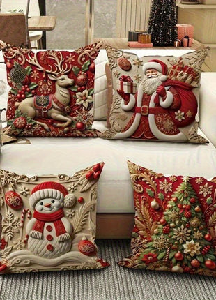 1pcs 2D Christmas Pillow Cover Xmas Party Decoration 2025 Xmas Holiday Santa Claus Pillow Cover Navidad Natal New Year Gift 2026