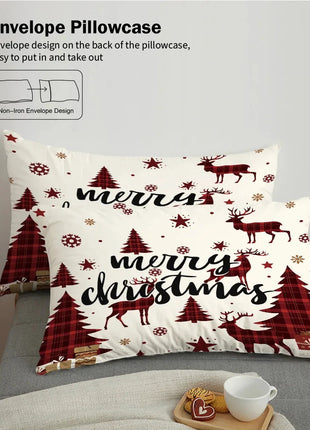 Merry Christmas Reindeer Print Duvet Set Firefly Home Store