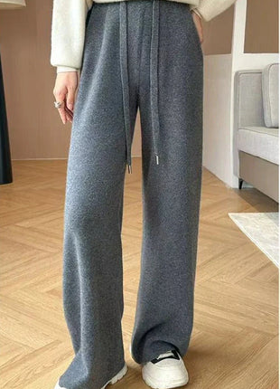 Bxoxo Autumn Casual Wide Leg Pants for Women High Waist Drawstring Soft Warm All Match Pants Korean Solid Simple Straight Trousers New Suli Store