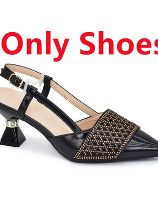 New Design Nigerian Wedding Matching Shoe and Bag Decorated with Rhinestone Wedding Shoes and Bags Set for Women Italian 2025 Italian trend store