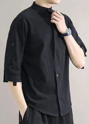 Men's Stand Collar Shirt – Mid-Length Sleeves Lincici Store