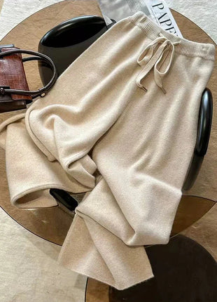 Bxoxo Autumn Casual Wide Leg Pants for Women High Waist Drawstring Soft Warm All Match Pants Korean Solid Simple Straight Trousers New Suli Store