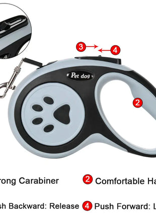 3m 5m Nylon Pet Dog Leash Automatic Retractable Extending Rope Puppy Walking Running Traction Roulette For Small Big Dogs Cats Dropshipman