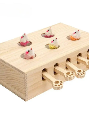 Cat Toys Interactive Whack-a-mole Solid Wood Toys for Indoor Cats Kitten Catch Mice Game Dropshipman