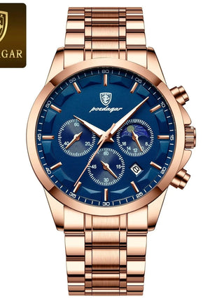 POEDAGAR Men Quartz Watch Luxury Sports Waterproof Chronograph Luminous Date Man Wristwatch Business Leather Men's Watches Clock Stone's Store