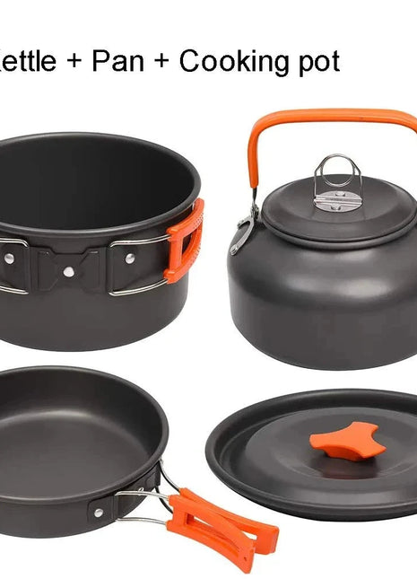 Camping Cooking Set - Outdoor Cookware & Picnic Tableware | Non-Stick Pots & Teapot Stone's Store